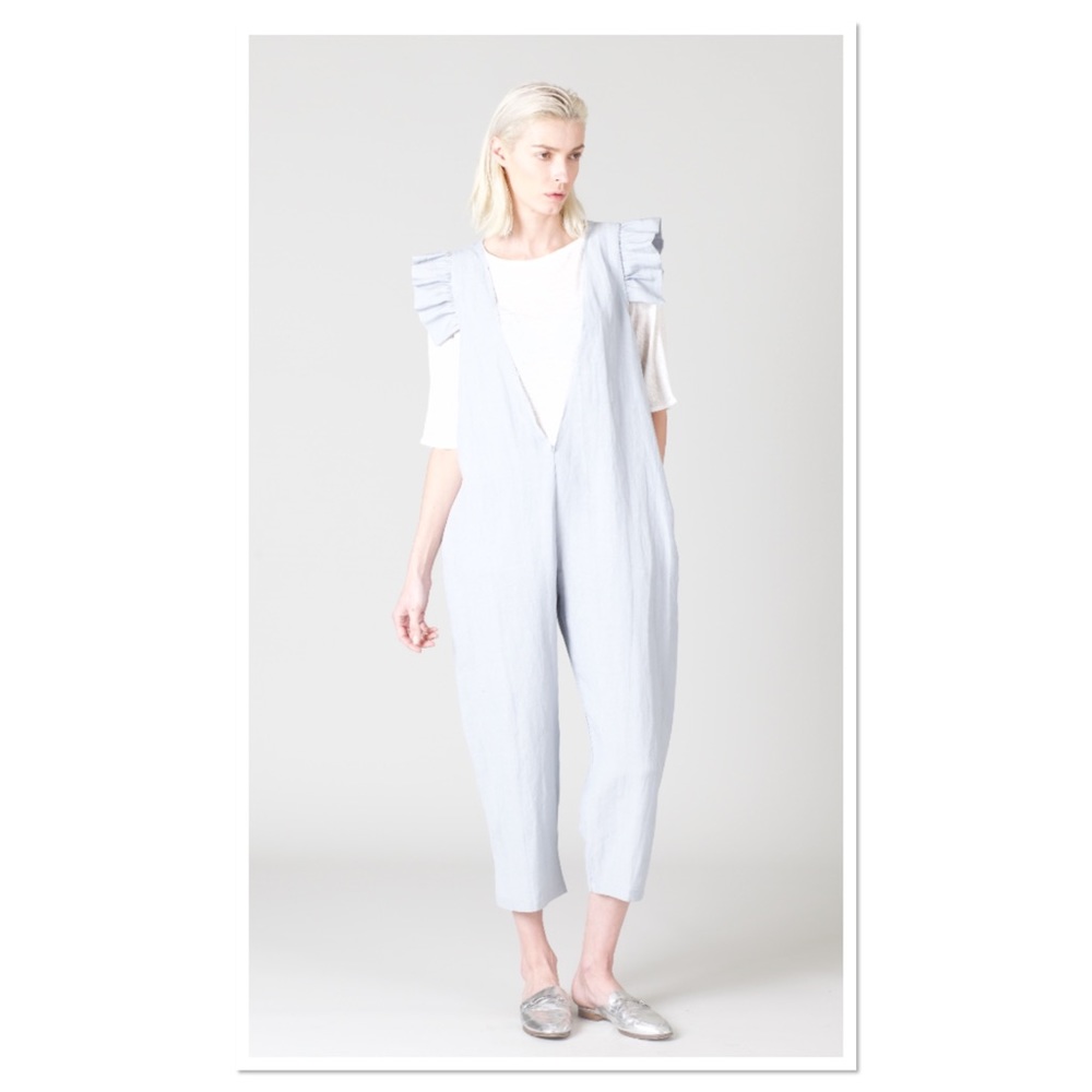 S. Kanouni Jessie Ruffle Jumper Deep V Neck Jumper